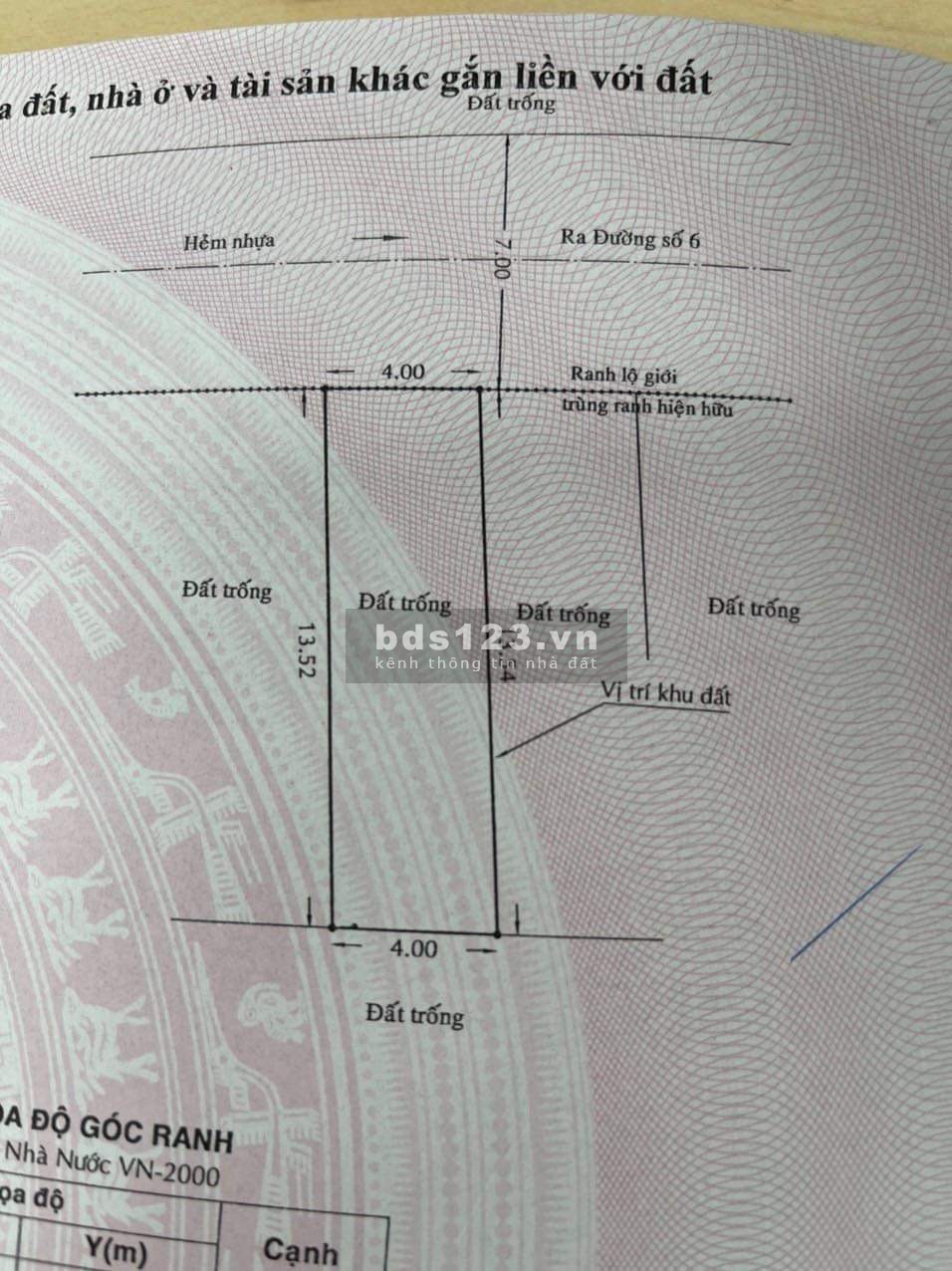 Bán Đất đường số 6, Bình Hưng Hoà B, Bình Tân, Tp HCM gọi ngay 0974833186