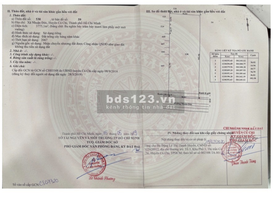 Bán Đất 2 mặt tiền đường Nhuận Đức, Xã Nhuận Đức, Huyện Củ Chi.