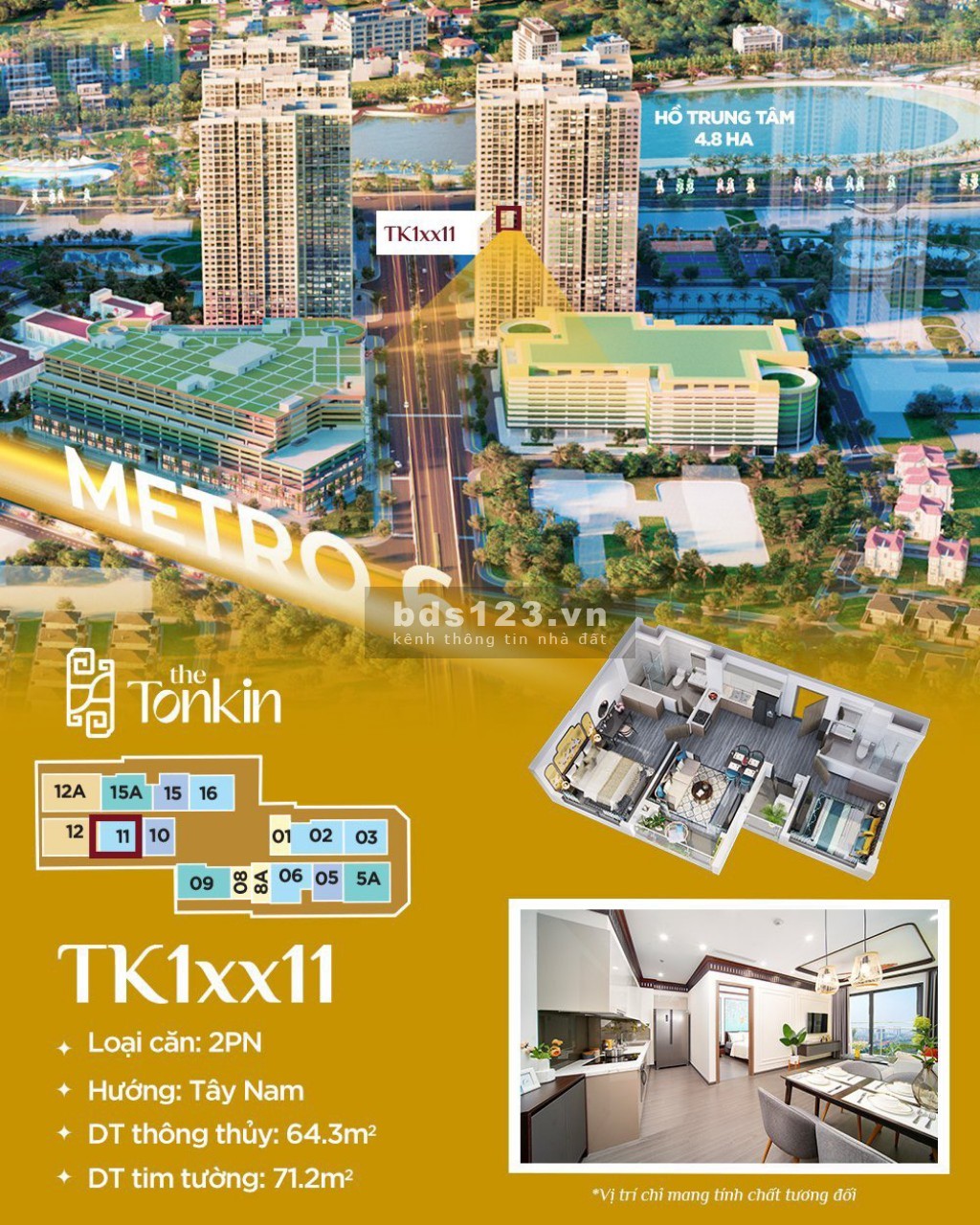 Bán nhanh căn 2 phòng ngủ 71m2 TK1 tại Nam Từ Liêm DA Vinhomes Smart City giá 3.2 tỷ