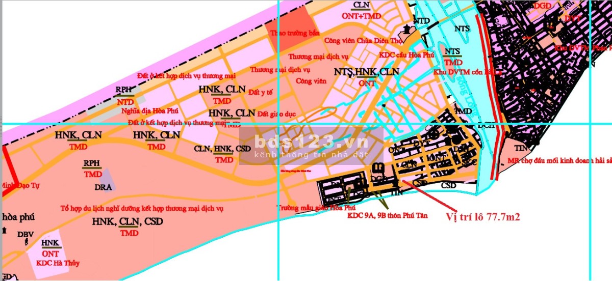 Đất thổ cư mặt tiền view biển Hòa Phú-Hòa Thắng. SHR: 77.7m2, KDC đông đúc, giá 1,3 tỷ (còn TL)