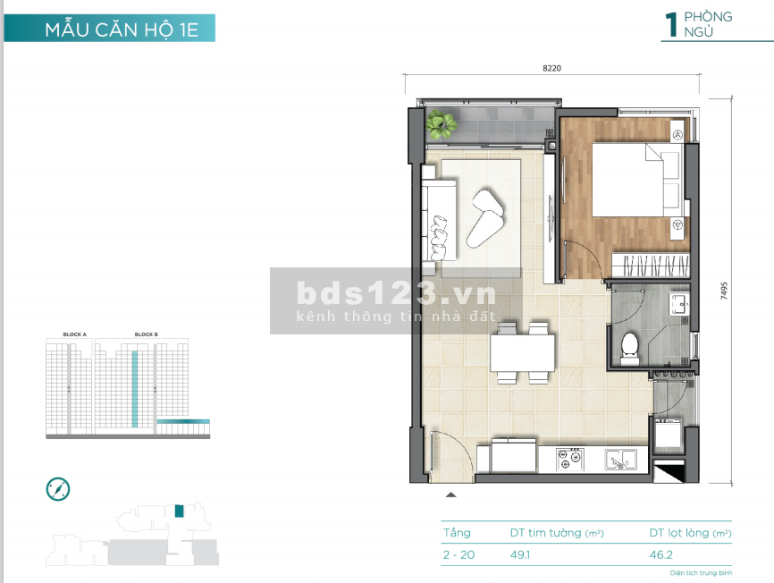Tháng 8/2022, Chính chủ căn 1 PN 49m2 ra hàng gấp 3.240 tỷ Dlusso, 0946.400.173 căn hộ cao cấp