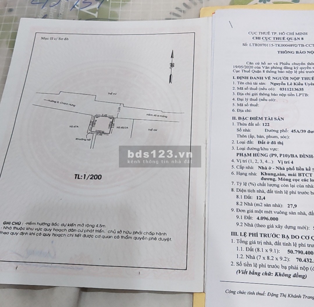Cần bán gấp nhà Phạm Hùng phường 9 Quận 8 lh 0938176976