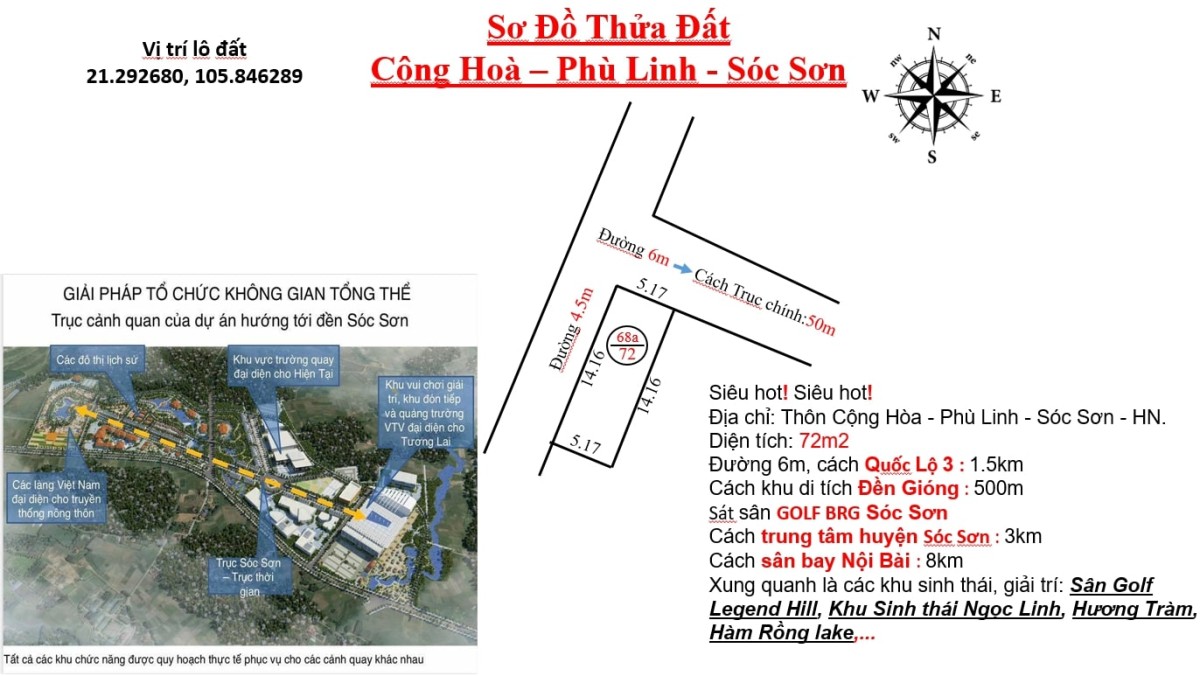 Siêu phẩm lô góc 72m đường ô tô tránh view sân golf, gần dự án trường quay phim ngoài trời vtv
