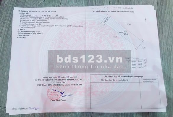 Bán lô đất dt 120m2, thổ cư 100% khu dân cư Nghĩa Lâm Tư Nghĩa, Quảng Ngãi