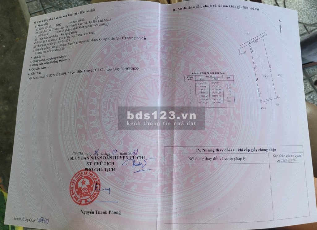 Cần bán nhanh lô đất nhà vườn tại Củ Chi đã có sổ riêng từng nền sang tên ngay