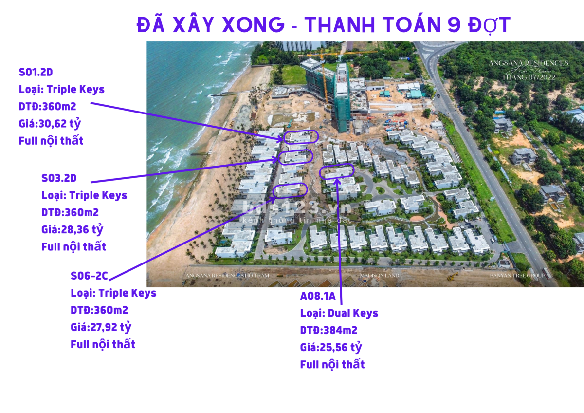 Biệt thự biển Angsana Hồ Tràm, nhận nhà ngay, thanh toán giãn, ĐV vận hành top 1 Châu Á Banyan Tree