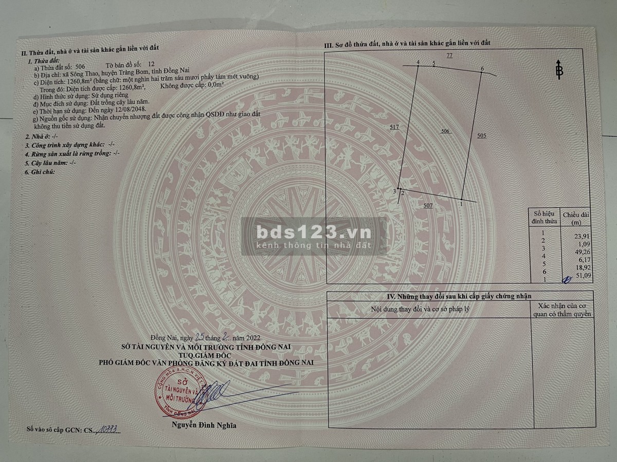 Bán Đất Vườn Sông Thao - Trảng Bom sổ riêng đầu tư sinh lời, giá tốt
