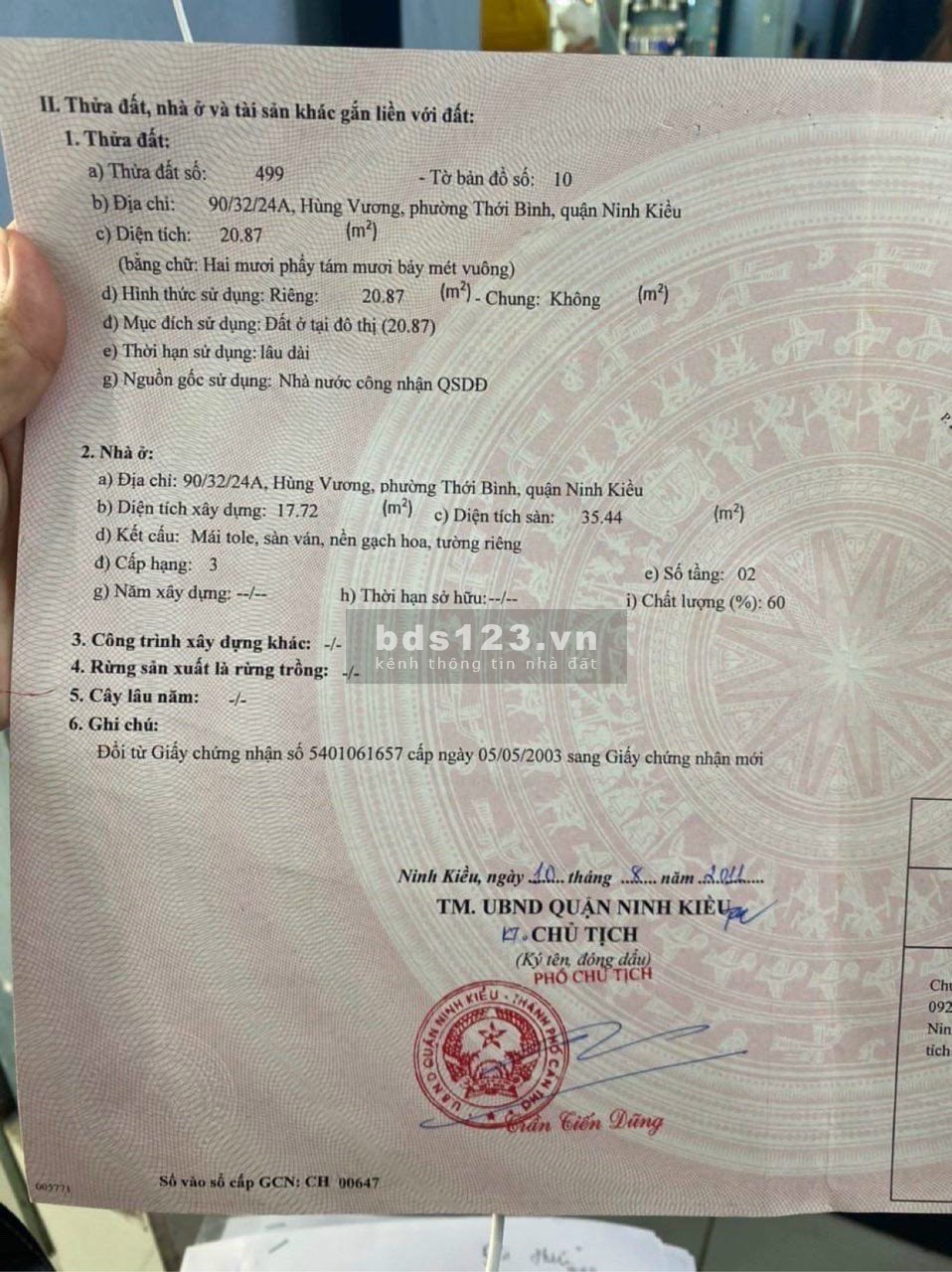 Bán nhà đầy đủ giấy tờ lấy vốn kinh doanh có thể thương lượng qua mạng