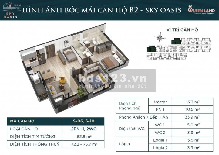 Bán căn hộ 2PN + 1 2WC tòa S1 view Sông Hồng, giá bán: 2,37 tỷ bao phí. Mời liên hệ: 0867966695