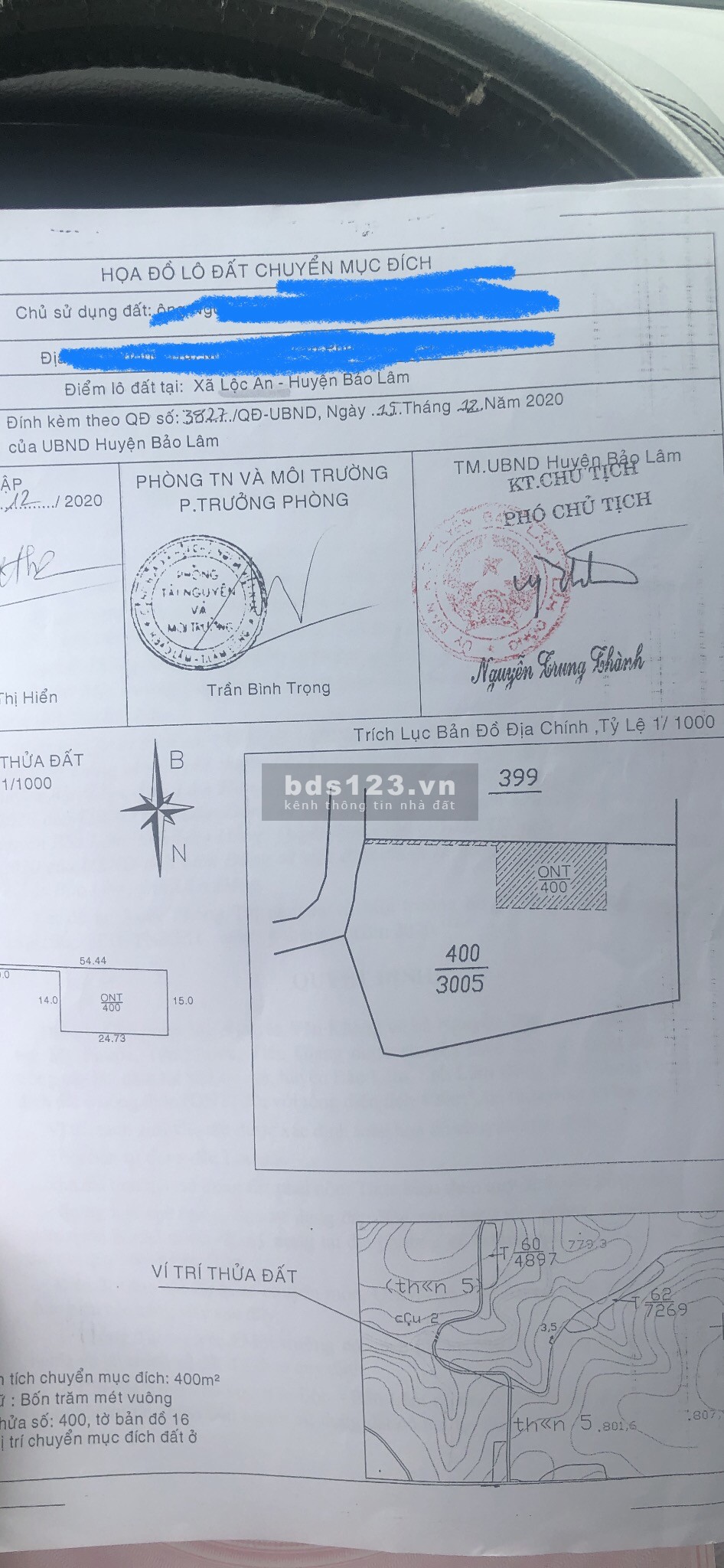 Bán lô đất 3005 m2 giá rẻ tại Lộc An Lâm Đồng liên hệ 0937998003