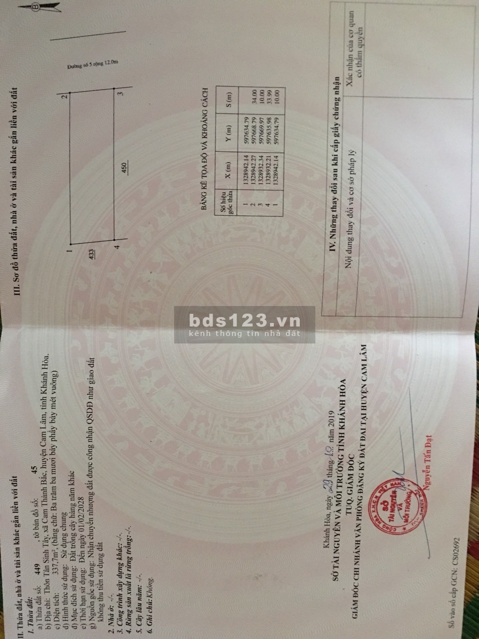 Bán lô đất mặt tiền đường 15m do Nhà Nước làm, Cam Thành Bắc, cam Lâm