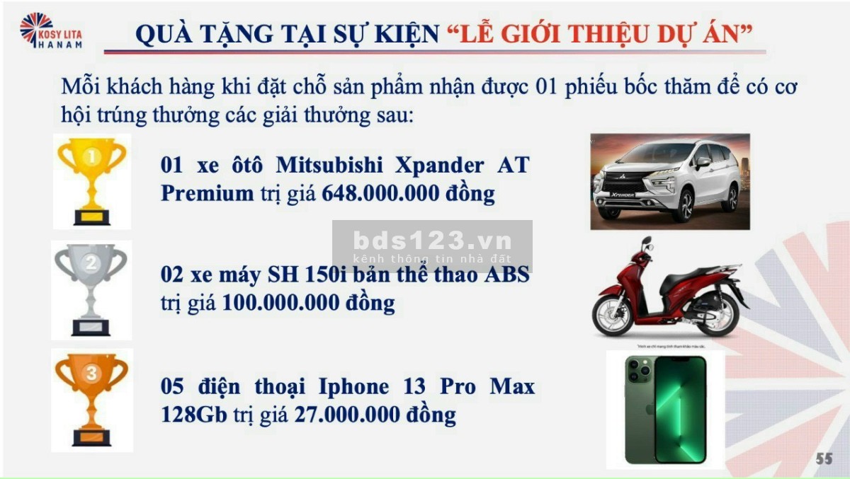 Kosy Lita Hà Nam chính sách khủng dành cho 100 khách hàng đầu tiên, lh 0799863888