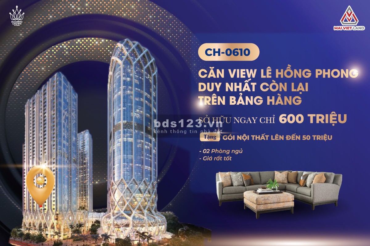 Siêu phẩm Diamond Crown đầu tư cực hot, chỉ cần 650 triệu là có căn