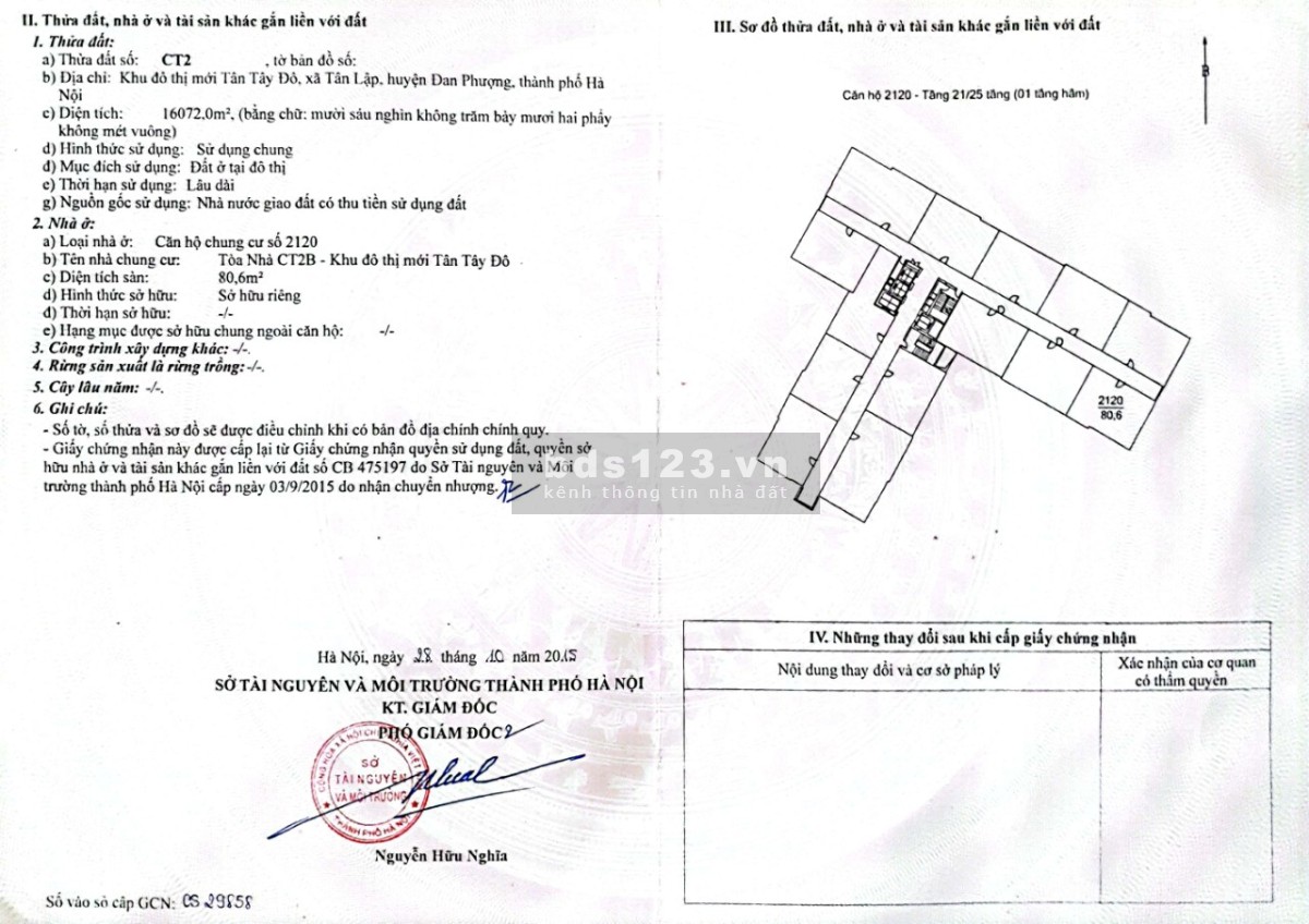 Chính chủ bán căn 2120 toà CT2B Tân Tây Đô, dt 80.6m2, lô góc nội thất cơ ban, ban công Đông Nam