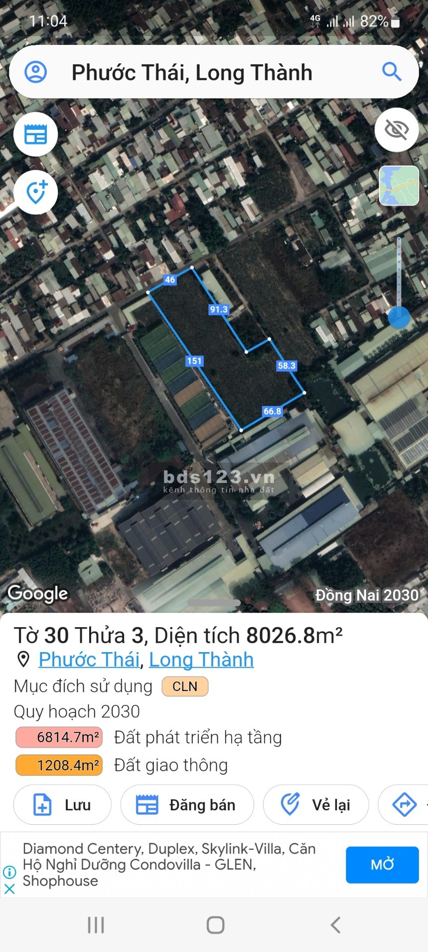 Mặt tiền Long Phước, Long Thành diện tích gần 8000m² giá tốt đầu tư, KDC sầm uất