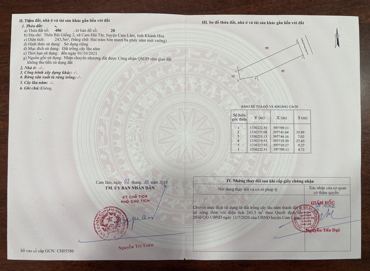 Cần tiền bán gấp chỉ 7.9 triệu/m2, thổ cư 1005 cạnh trục Đinh Tiên Hoàng Cam Lam, Khánh Hoà