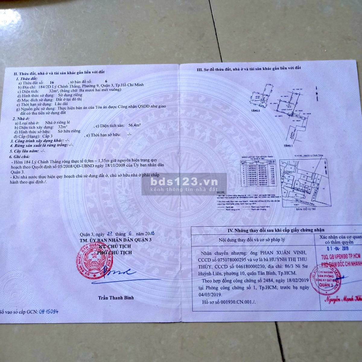 Chính chủ bán nhà hẻm nhỏ 184 Lý Chính Thắng P9 Quận 3 lh 0979099564