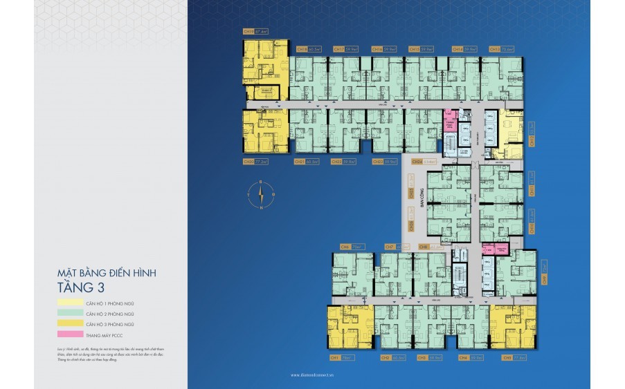 Căn Hộ 2PN, 3PN ở liên cuối năm Diamond Connect, giá cập nhật mới nhất.