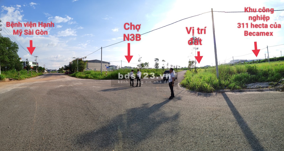 Lô đất cách chợ N3B, bệnh viện Hạnh Mỹ Sài Gòn và khu công nghiệp 311 hecta của Becamex chỉ 100m.