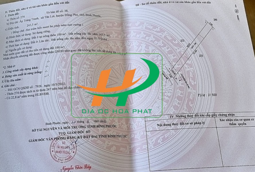 Bán gấp lô đất khu công nghiệp Becamex Đồng Phú có sổ hồng riêng