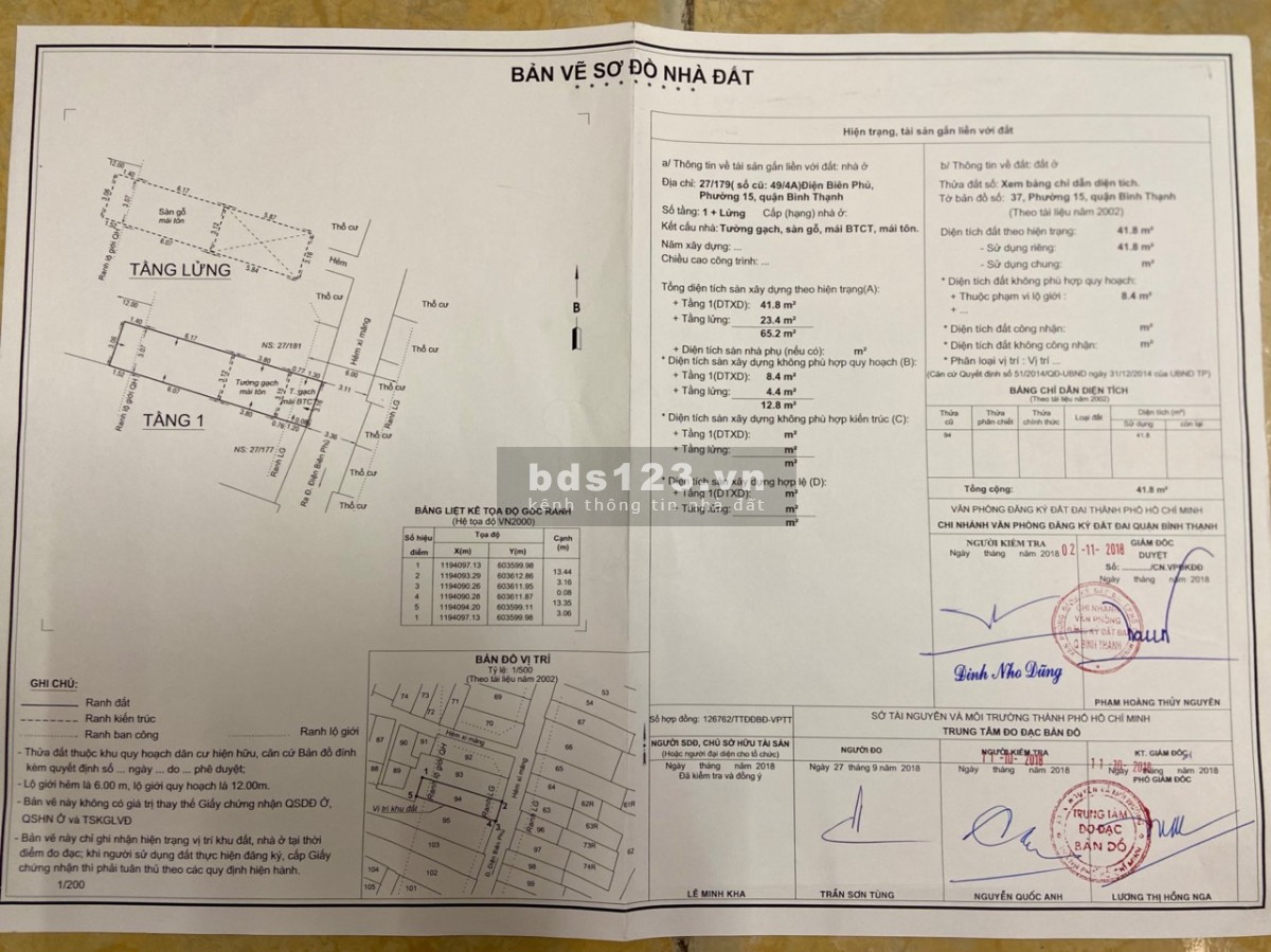 Bán nhà cấp 4 có gác hẻm 27 Điện Biên Phủ phường 15 Bình Thạnh