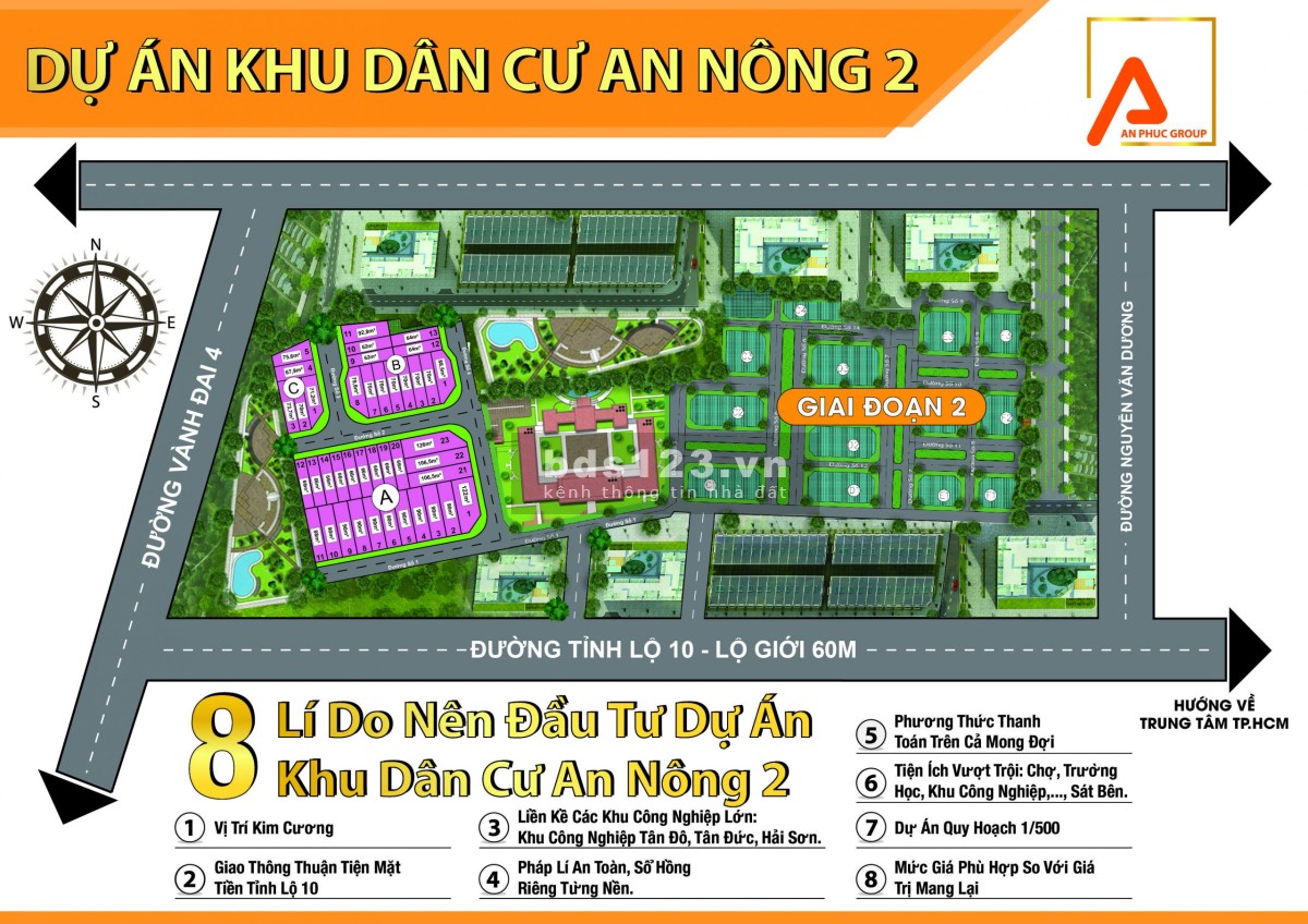 Dự án KDC An Nông 2 - Đức Hòa, Long An giáp ranh Bình Chánh 15 phút là tới TPHCM