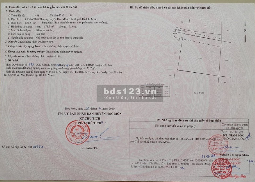 Bán Lô Đất Diện tích 949,9 m2 full thổ cư, Xuân Thới Thượng, Hóc Môn