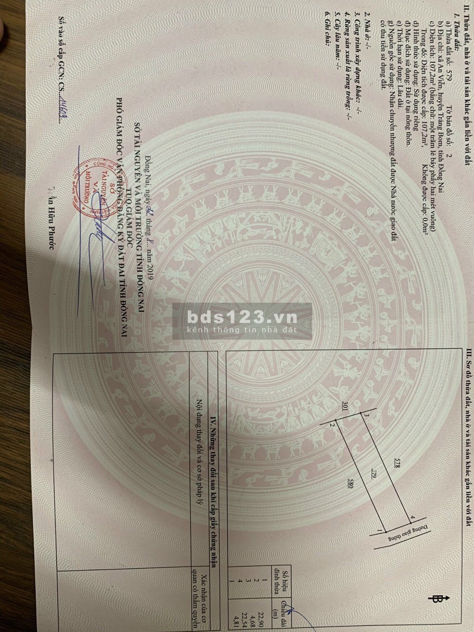 Đang kẹt tiền cho con đi học. bán gấp lô đất full thổ cư 107m 1tỷ xxx