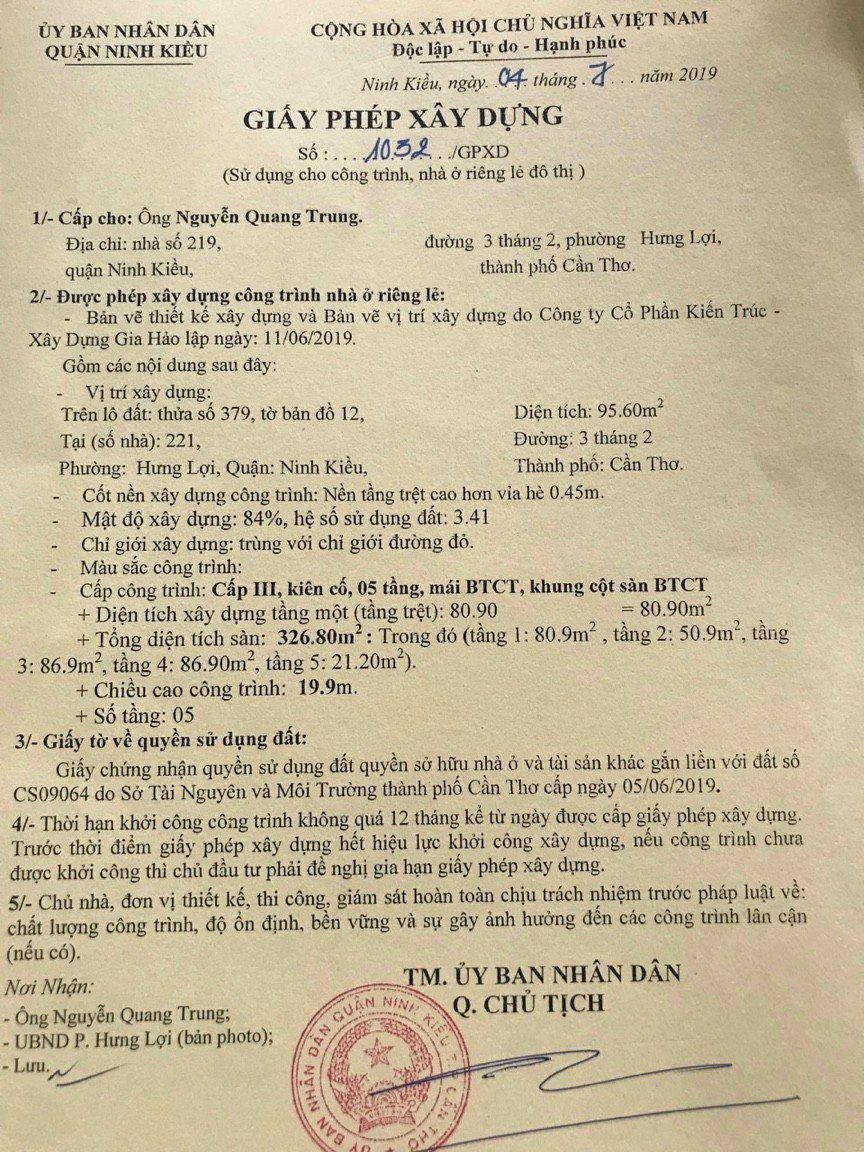 Bán nhà trệt mặt tiền đường 3/2 phường Hưng Lợi Quận Ninh Kiều, thành phố Cần Thơ