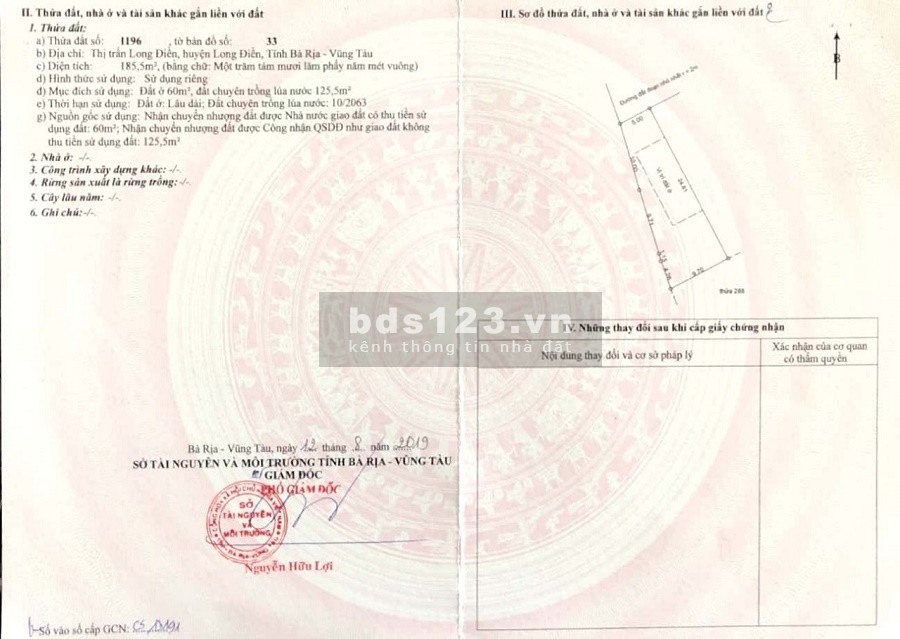 Cần tiền bán gấp lô đất thị trấn Long Điền, ngay tỉnh lộ 44A giá ngộp 15 triệu/m2