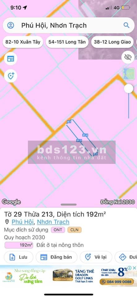 Cần bán đất vườn Phú Hội - Nhơn Trạch đường lớn, giá tốt
