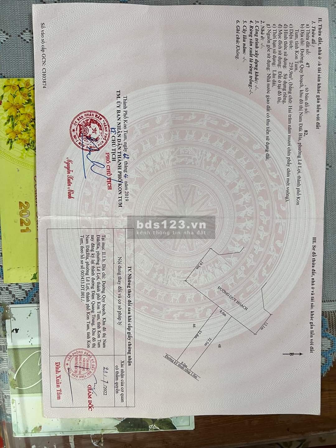 Cần bán thửa đất số 47 tờ bản đồ số 82 khu đô thị nam đăk bla, phường lê lợi, thành phố kon tum