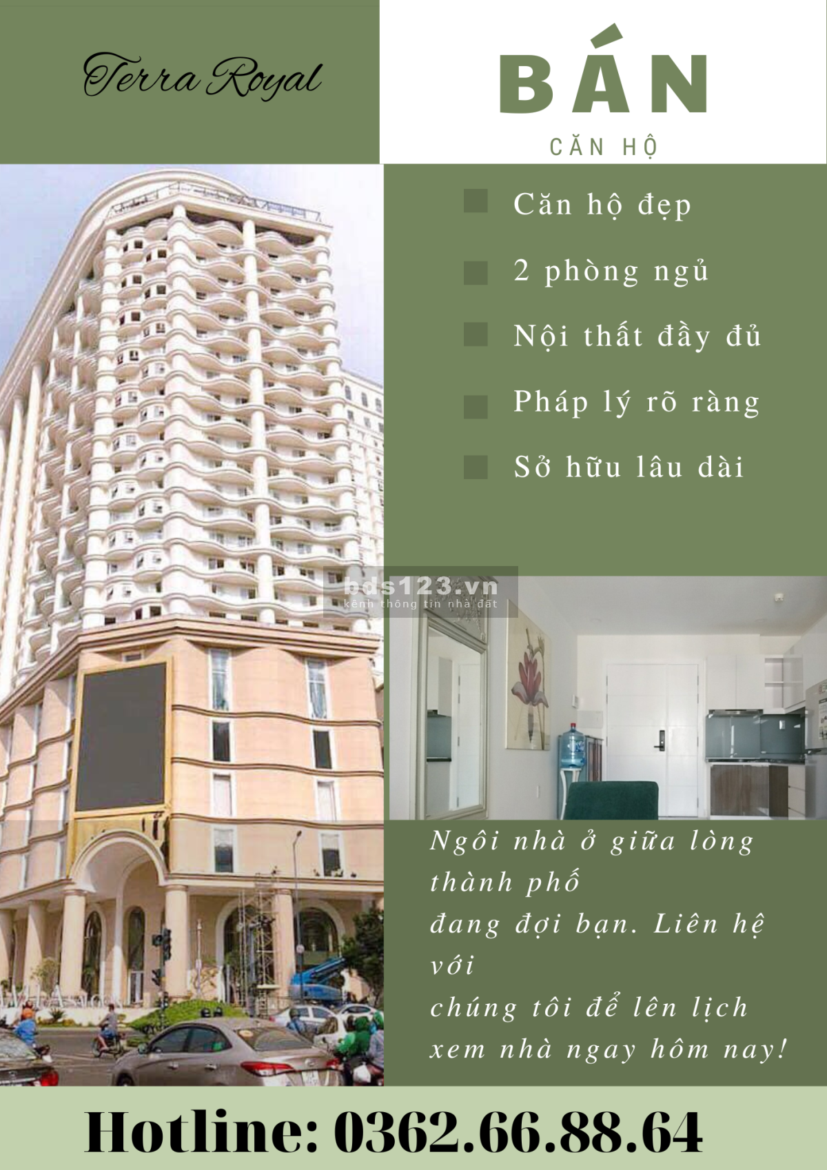 Chính chủ Terra Royal Quận 3 cần bán căn 2PN full NT 5.1 tỷ