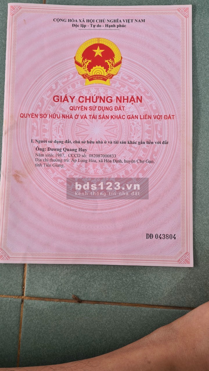 Nhà mới 100% mặt tiền đường nhựa cách trung tâm thị trấn chợ gạo 3km