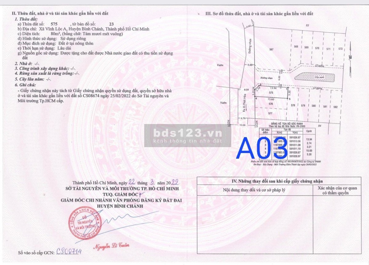 Bán sĩ 7 lô đất ngay chợ Thới Hoà Vĩnh Lộc A, Bình Chánh, liên hệ 0909406397
