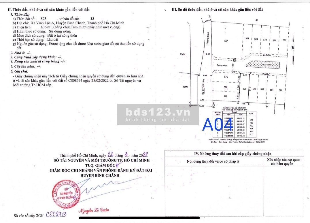Bán sĩ 7 lô đất ngay chợ Thới Hoà Vĩnh Lộc A, Bình Chánh, liên hệ 0909406397