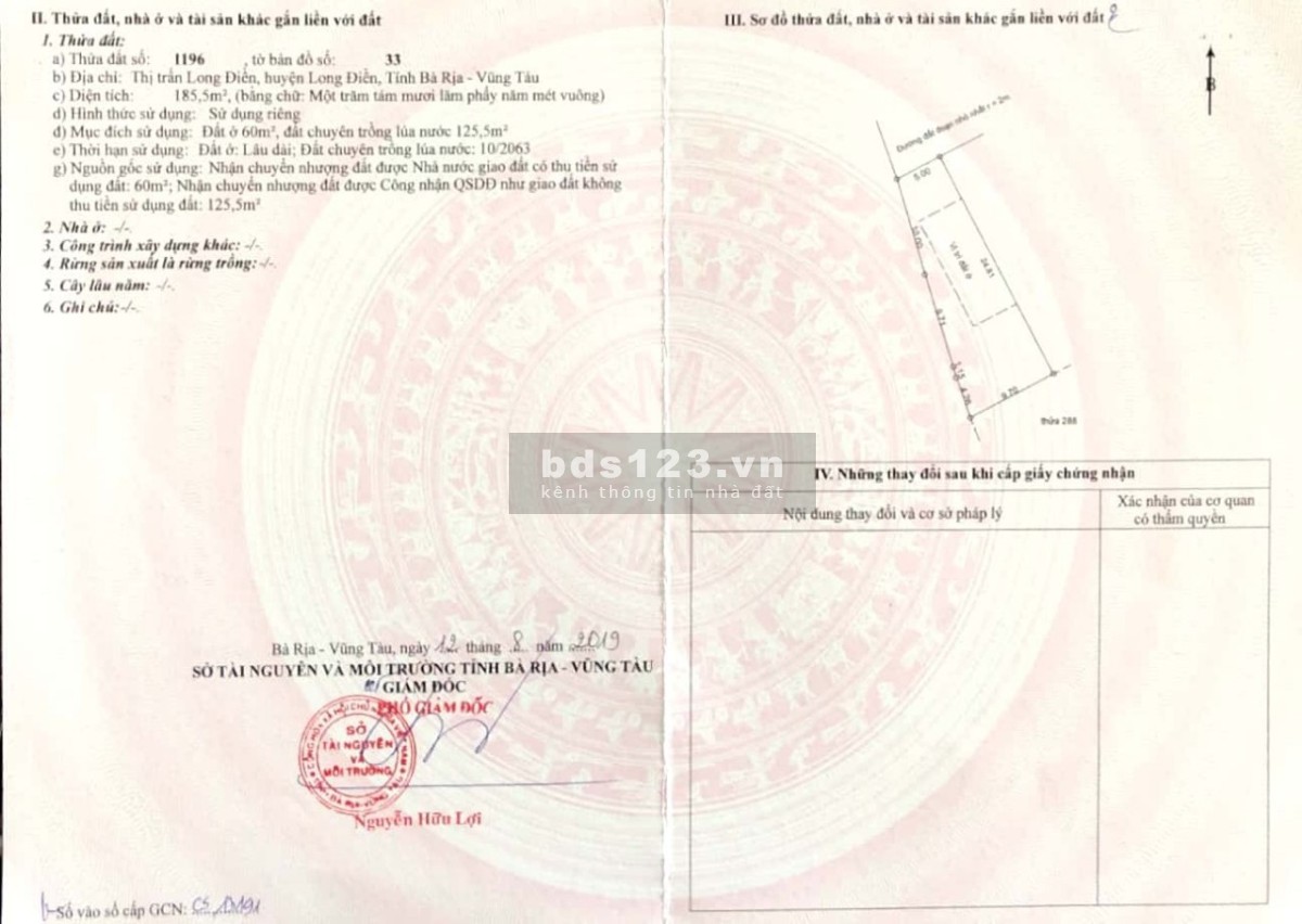 Khách kẹt tiền bán gấp lô đất ngay thị trấn Long Điền, Bà Rịa - Vũng Tàu, chỉ 15tr/m2.