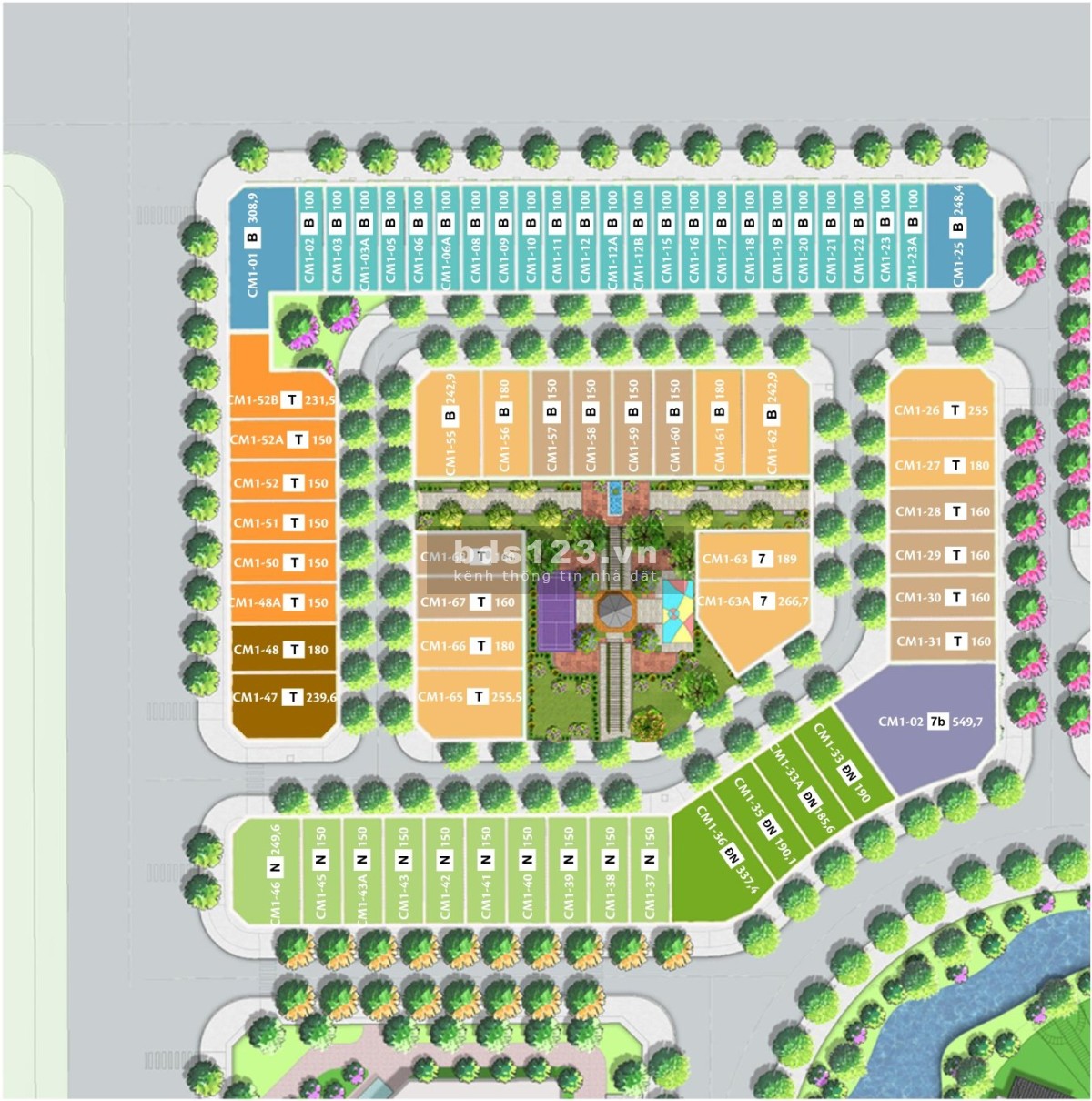 Lô cuối biệt thự Eco Garden Huế DT 150m², hướng Nam 2 mặt tiền, nhỉnh giá 6 tỷ đồng