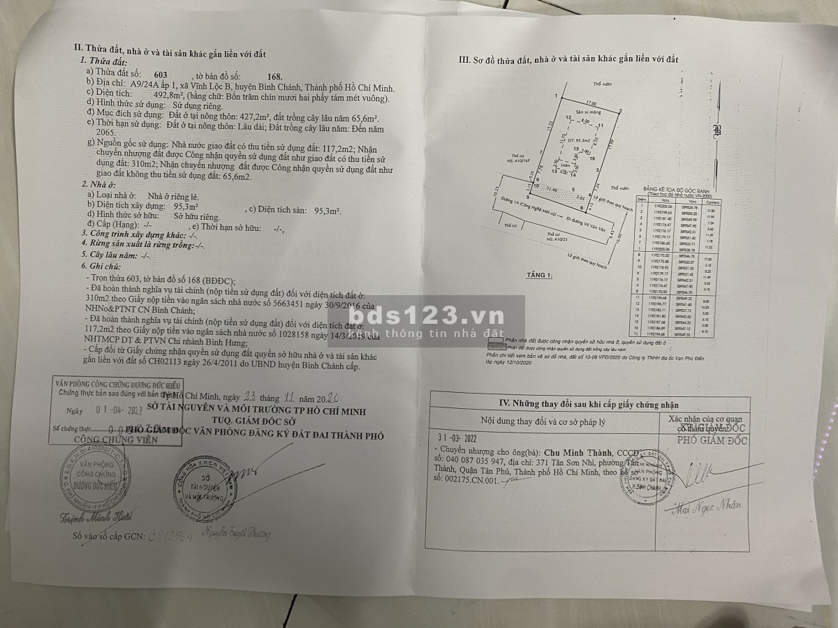 Bán lô đất Mặt Tiền 1A diện tích 2686,2 m2 Full thổ cư, xã Vĩnh Lộc B, Bình Chánh