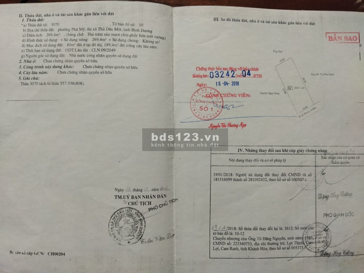 Bán nhà lầu đường Phạm Ngọc Thạch, P. Phú Mỹ, TDM, BD. Ngang 10m x Dài 27m. Giá 7,5 tỷ. Sổ đỏ.