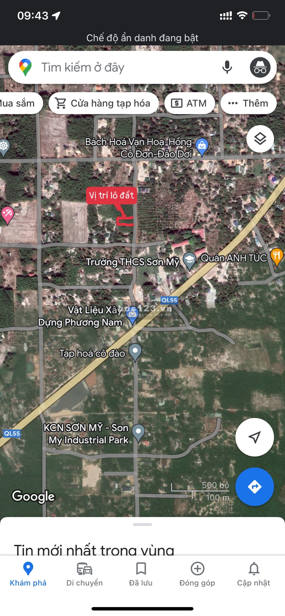 Bán đất trung tâm kcn Becamex Hàm Tân cách Quốc lộ 55 đúng 189m, lh 0965 65 69 68