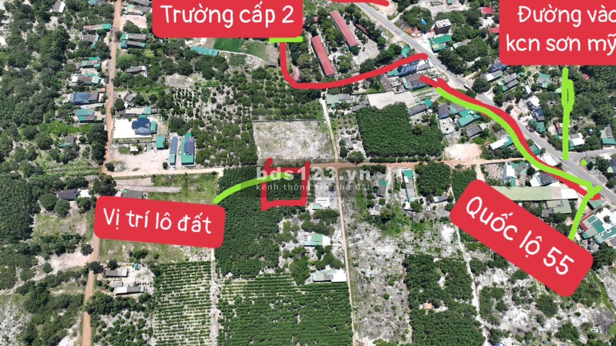 Bán đất trung tâm kcn Becamex Hàm Tân cách Quốc lộ 55 đúng 189m, lh 0965 65 69 68