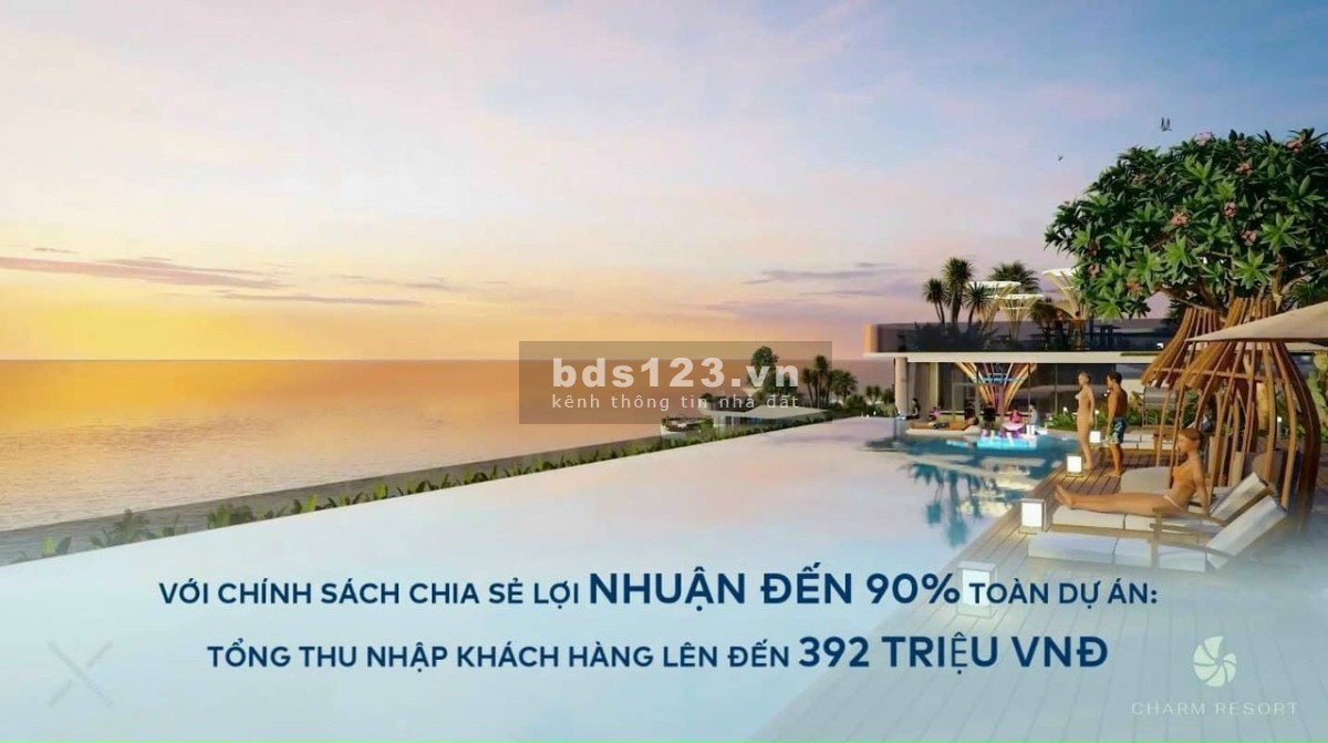 Căn hộ du lịch nghỉ dưỡng Charm Resoort Hồ Tràm giá 2,8 tỷ dt 38m2 view biển dài 3km