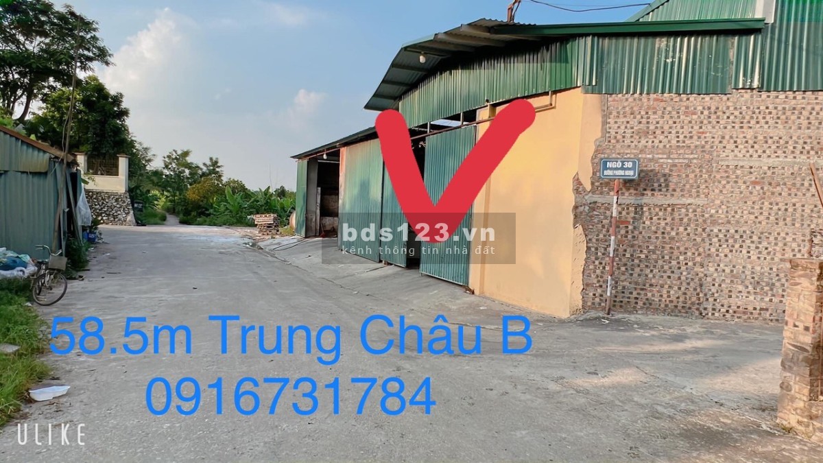 59.5m Trung Châu - Đan Phượng, đường rộng 9m, qua đất đến trường mầm non. TC 1.6 tỷ LH 0916731784