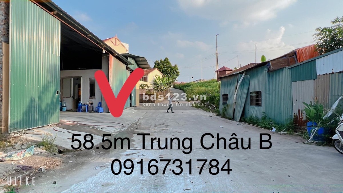 59.5m Trung Châu - Đan Phượng, đường rộng 9m, qua đất đến trường mầm non. TC 1.6 tỷ LH 0916731784