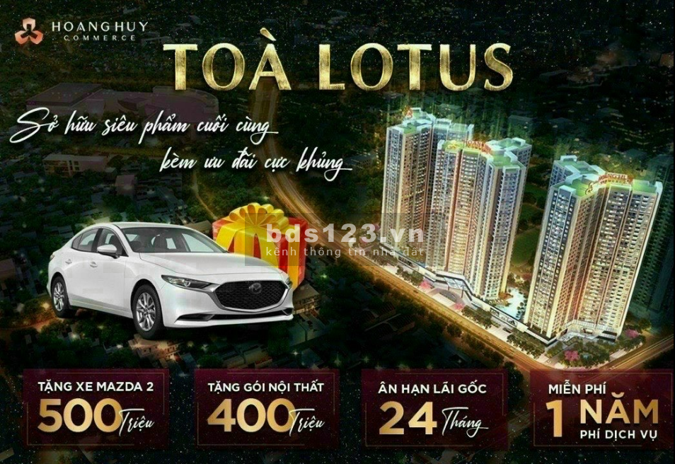 Rẻ nhất, Ưu đãi tốt nhất với quỹ căn độc quyền từ 1.5 - 3 phòng ngủ dự án HoàngHuy Commerce