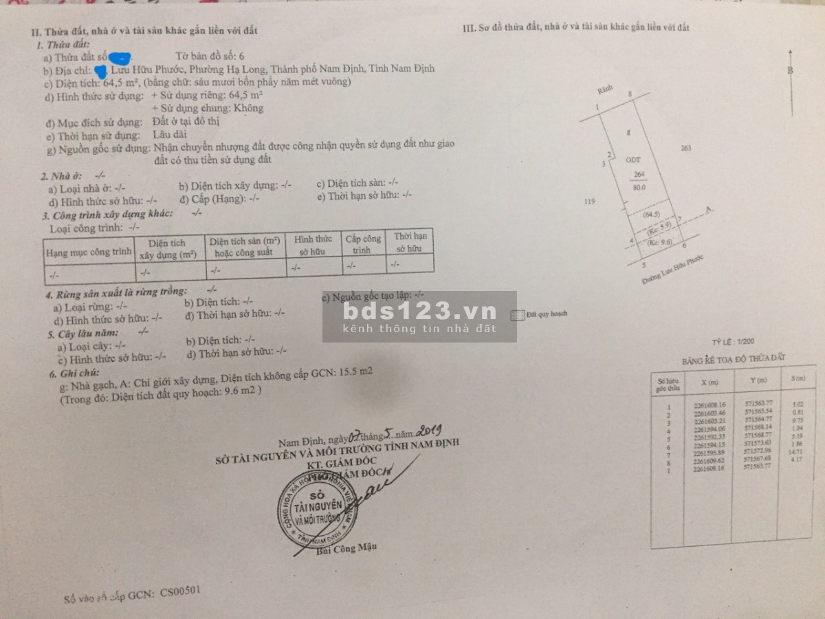 Bán Đất MT đường Lưu Hữu Phước gần ngã tư đèn xanh đỏ ngã giao Phù Nghĩa, MT 5,2m