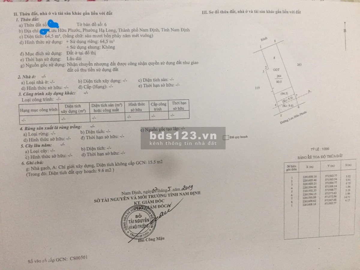 Bán Đất MT đường Lưu Hữu Phước gần ngã tư đèn xanh đỏ ngã giao Phù Nghĩa, MT 5,2m