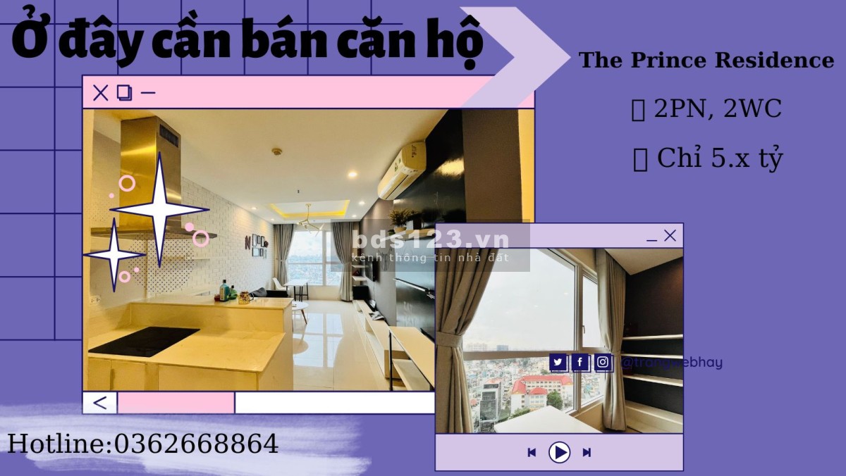 Bán CH The Prince, Phú Nhuận 2PN, full NT. LH: 0362668864