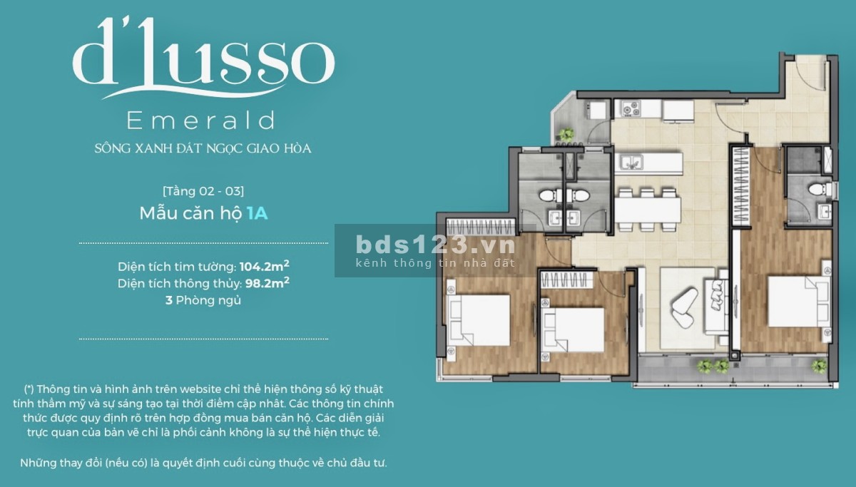 Chính chủ bán nhanh căn hộ Dlusso căn góc 3PN doukey, dt 104m2, view trực diện sông.